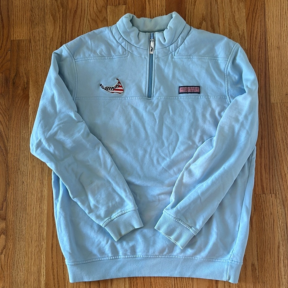 Nantucket Emblem, American Flag 
Quarter Zip Pulloverr